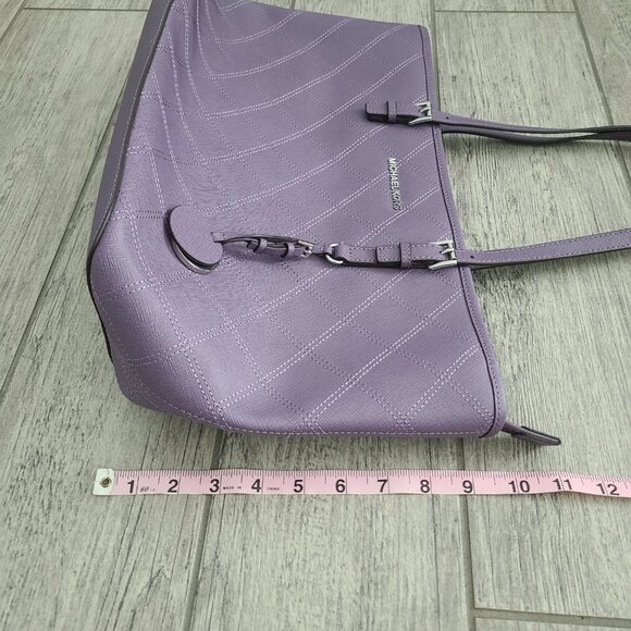 Michael Kors Lilac Quilted Saffiano Leather Jet Set East West Tote Bag - Picture 12 of 14